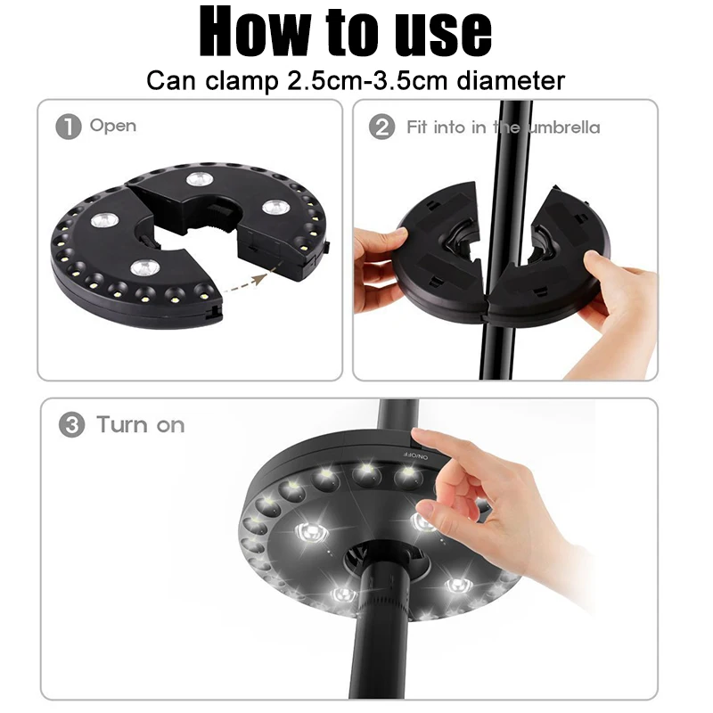 Patio Umbrella Lights 28 LED 3 Lighting Modes Detachable Umbrella Lights Outdoor Camping Courtyard Garden Emergency Light