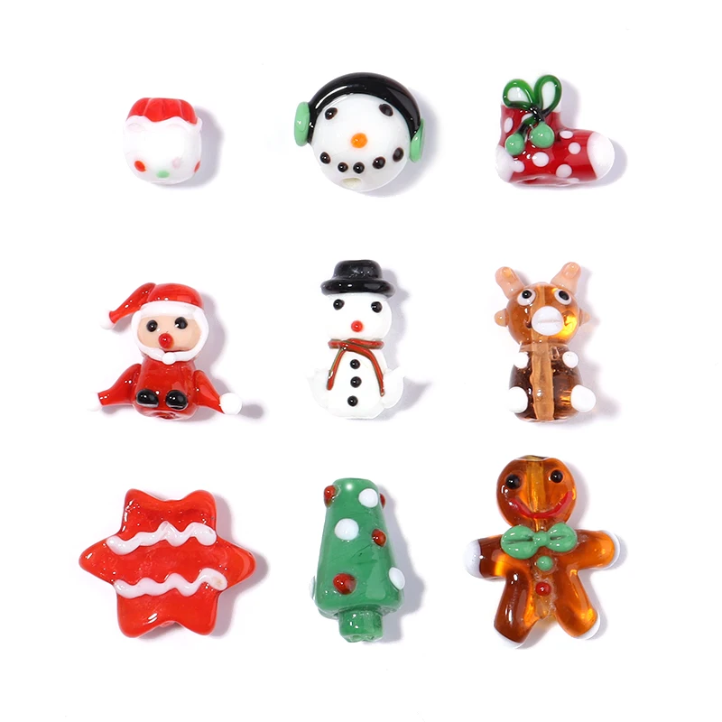 2 teile/los Weihnachts serie Lampwork Perlen niedlichen Schneemann Glasperlen für Kinder Schmuck machen DIY Armbänder Halskette Zubehör