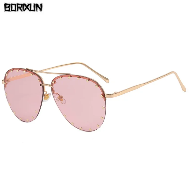2022 Diamant Strass Sonnenbrille Damen Mode Farbverlauf Metall Polygon Randlose Eyeware Outdoor Sonnenschutz Sonnenbrille Shades_voghion.com