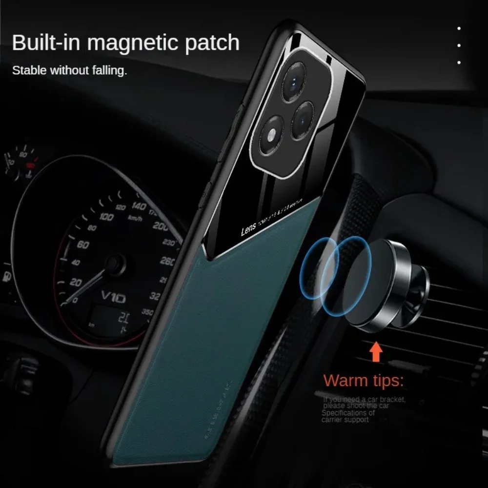Leather Magnetic Car Holder Phone Case - Shockproof Protective Cover