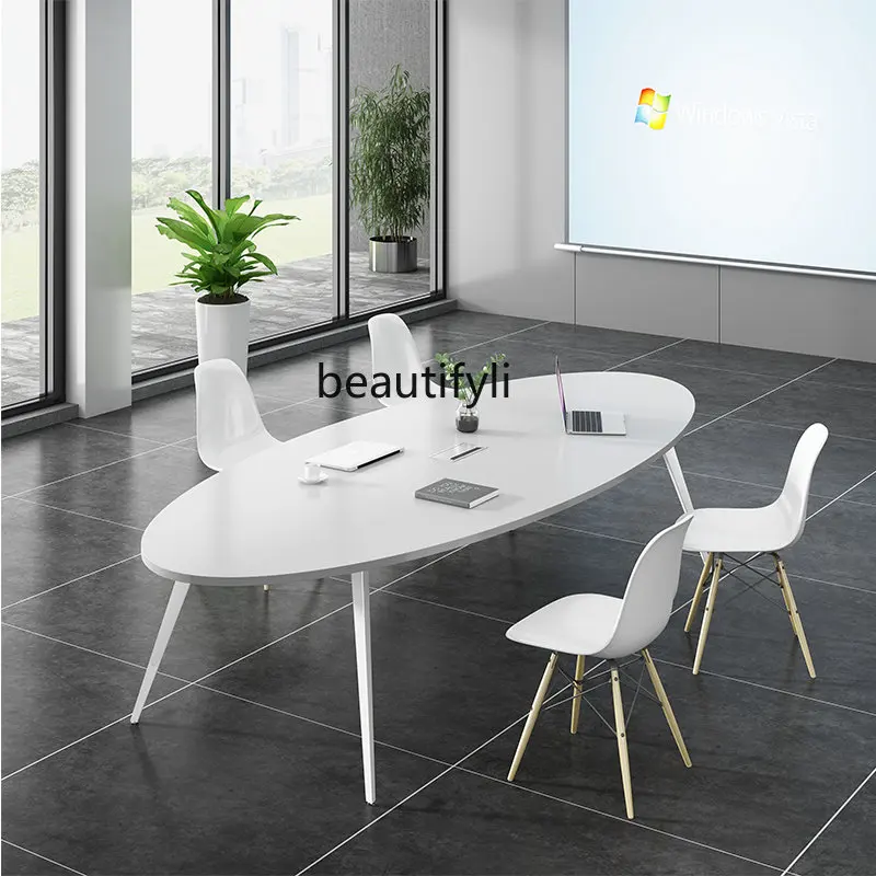 

Oval Conference Table Simple Modern Training Table Fashion Long Table Simple Office Staff ConferenceTable furniture living room