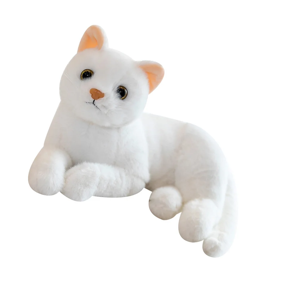 

Toy Plush Cat for Kids Animal Plaything White Decorative Simulation Baby Girl