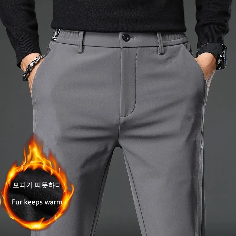 Golf Pants Men Winter Villus Thicken Keep Warm Golf Cargo Trousers Elasticity Casual