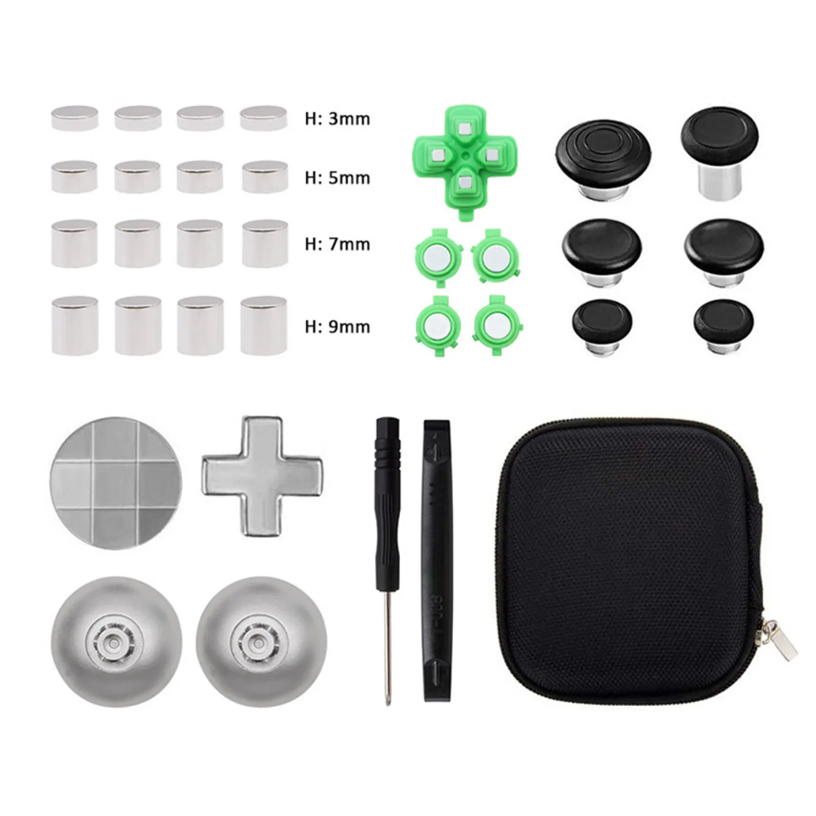 

34Pcs/Set For PS5 Controller Thumbsticks D-Pad Paddles Metal Heightened Buttons Modify Parts For PS5 Gamepad Accessories