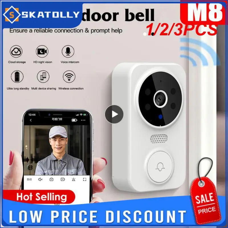 

1/2/3PCS Tuya Smart Wireless Doorbell WiFi Video Intercom 1080P Camera 2-Way Audio Visual Doorbell IR Night Vision WiFi Security