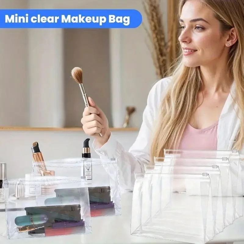 1-12pcs Transparent PVC Storage Travel Organizer Clear Makeup Bag Beautician Cosmetic Bag Beauty Case Toiletry Bag Wash Bags 4