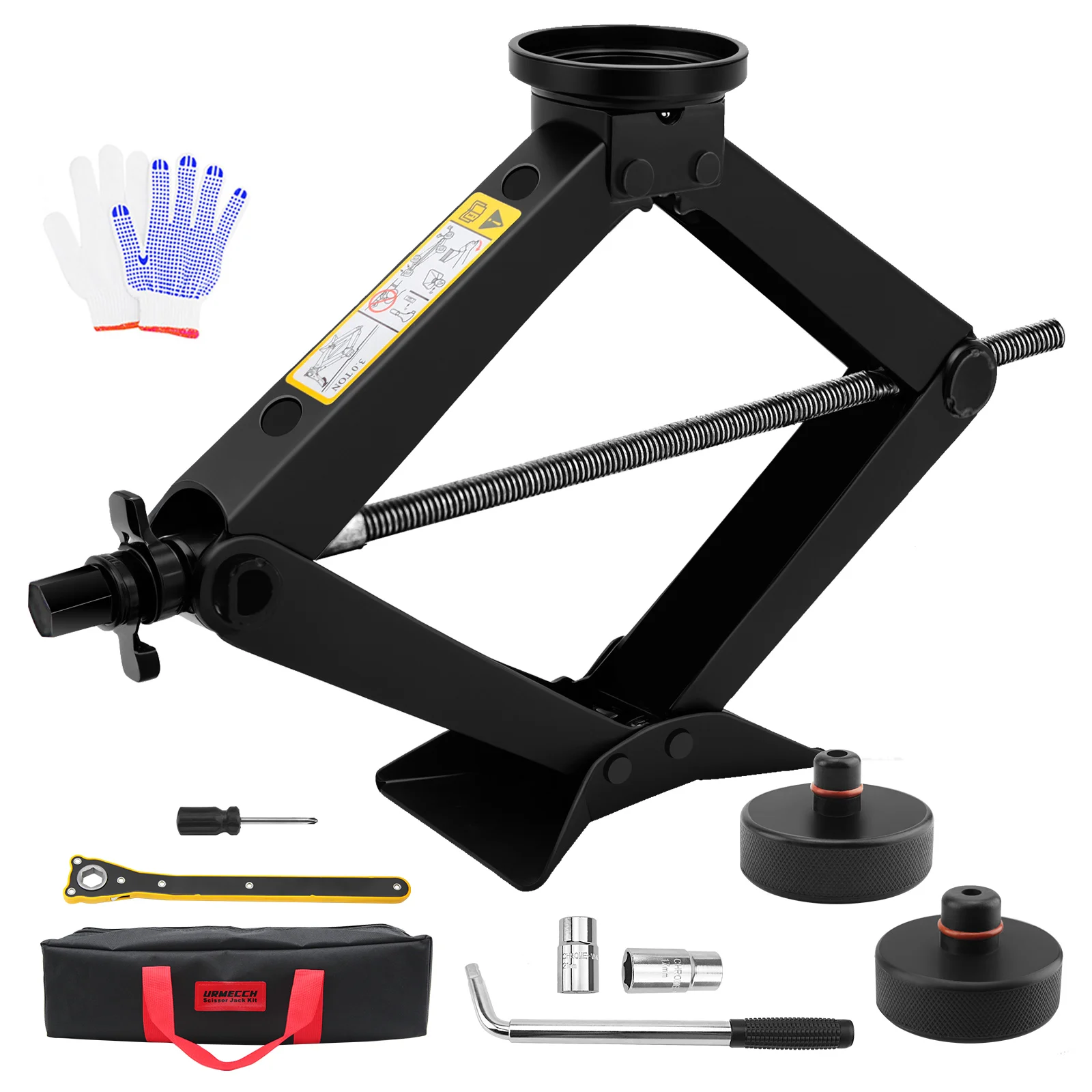 Cric A Forbice Auto 2 Tonnellate Con Kit Di Attrezzi – Chiavi E Prese CR-V, Manico Telescopico, Per SUV E Auto