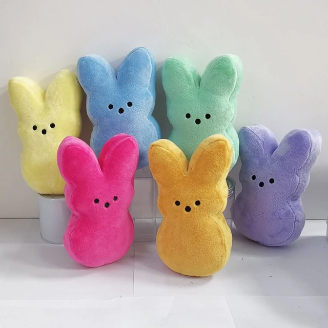  Peeps for Pets 4 Pattern Plush Bunny Squeaker Toy in Assorted  Colors, Small Peeps Bunny Plush for Dog Easter Baskets with Squeaker in