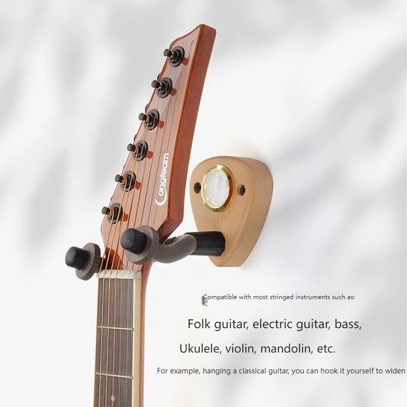 Multi-Instrument Wall Hanger with Hygrometer -Creative Display Stand for Guitar,Ukulele,Violin & Mandolin, Space-Saving Humidity