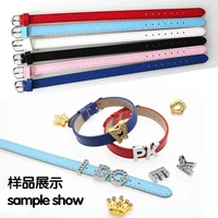Colorful 10pcs 10mm Wide Copy Leather Wristband 10mm x 210mm PU Bracelet fit 10mm Slide Letter Charms 1