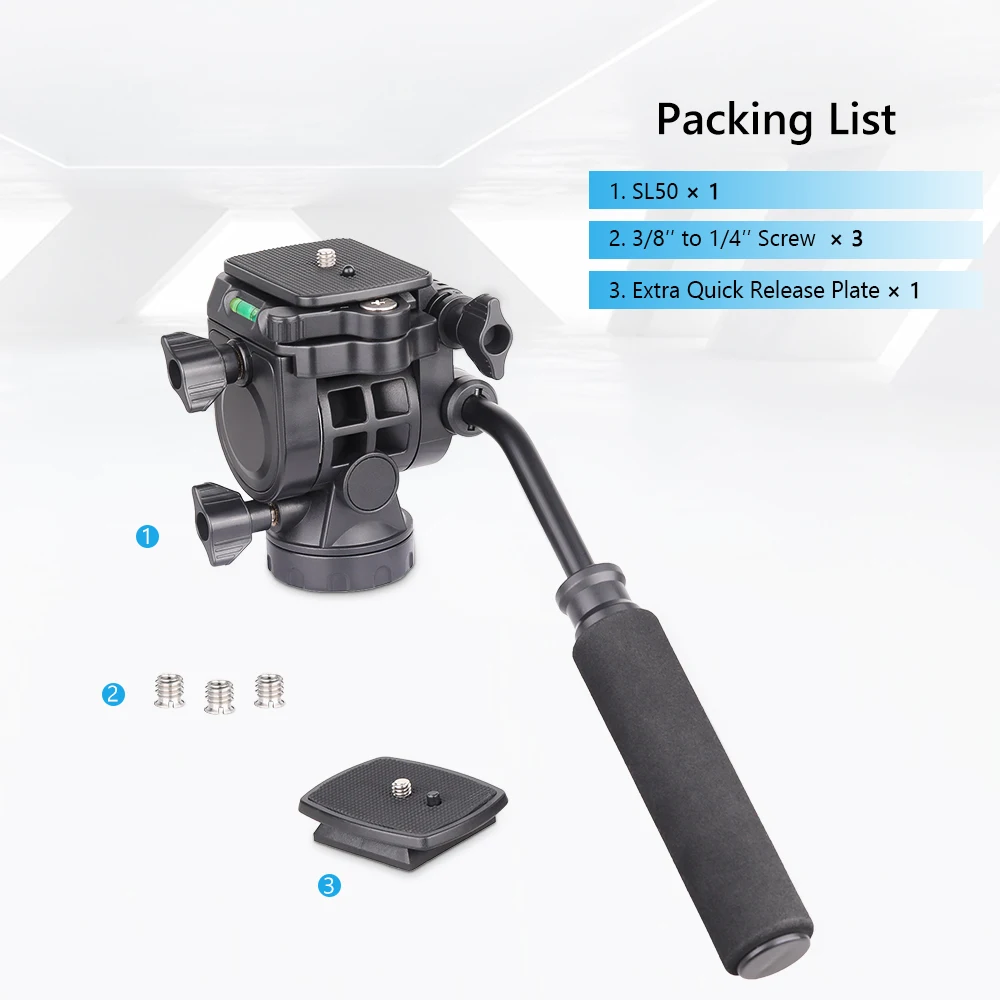 Heavy Duty Video Camera Tripod Head INNOREL SL50 with Detachable Handle for Tripod Monopod Video Cameras and DSLR, Maxload 3kg