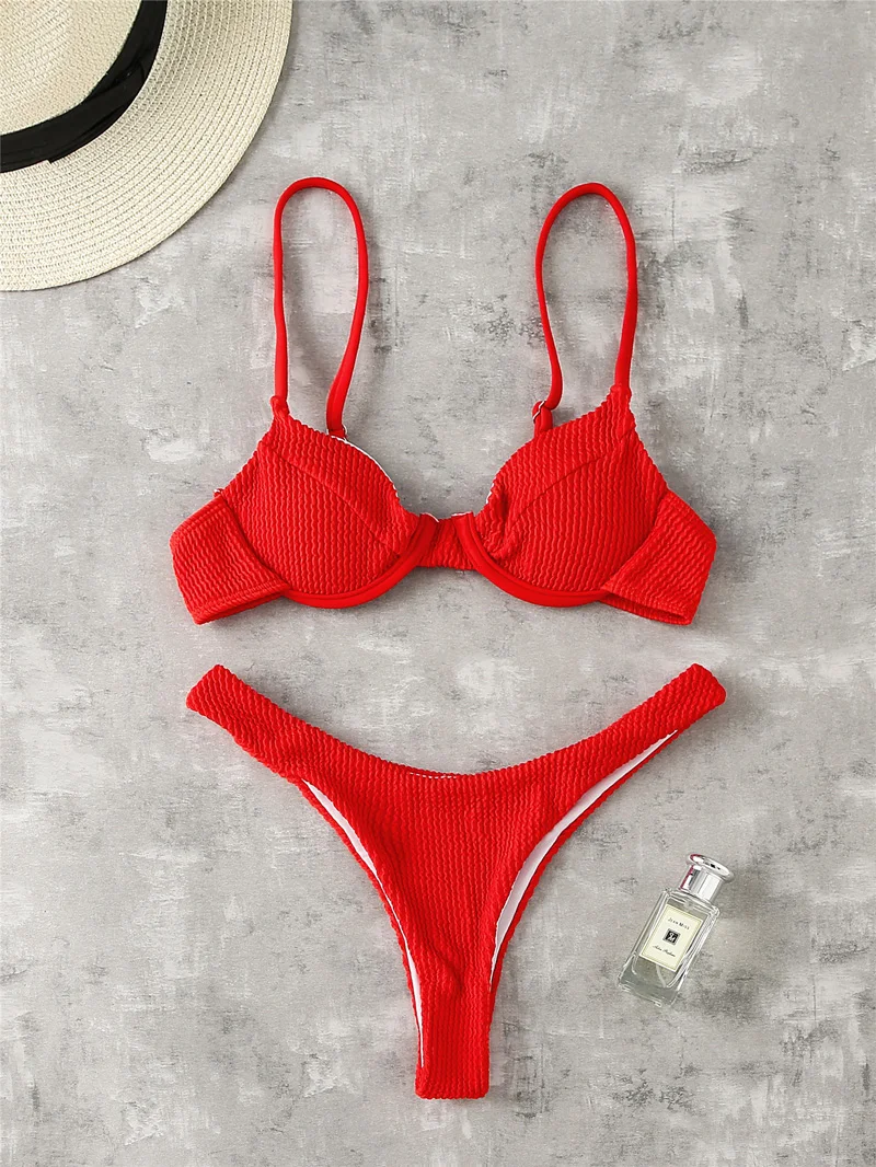 2022 Summer Women Strap Knitted Bikini Sets Swimwear Spring Solid Sexy Slim Swimsuit Bathing Suit Bodycon Beach Wear For Female strapless bikini set