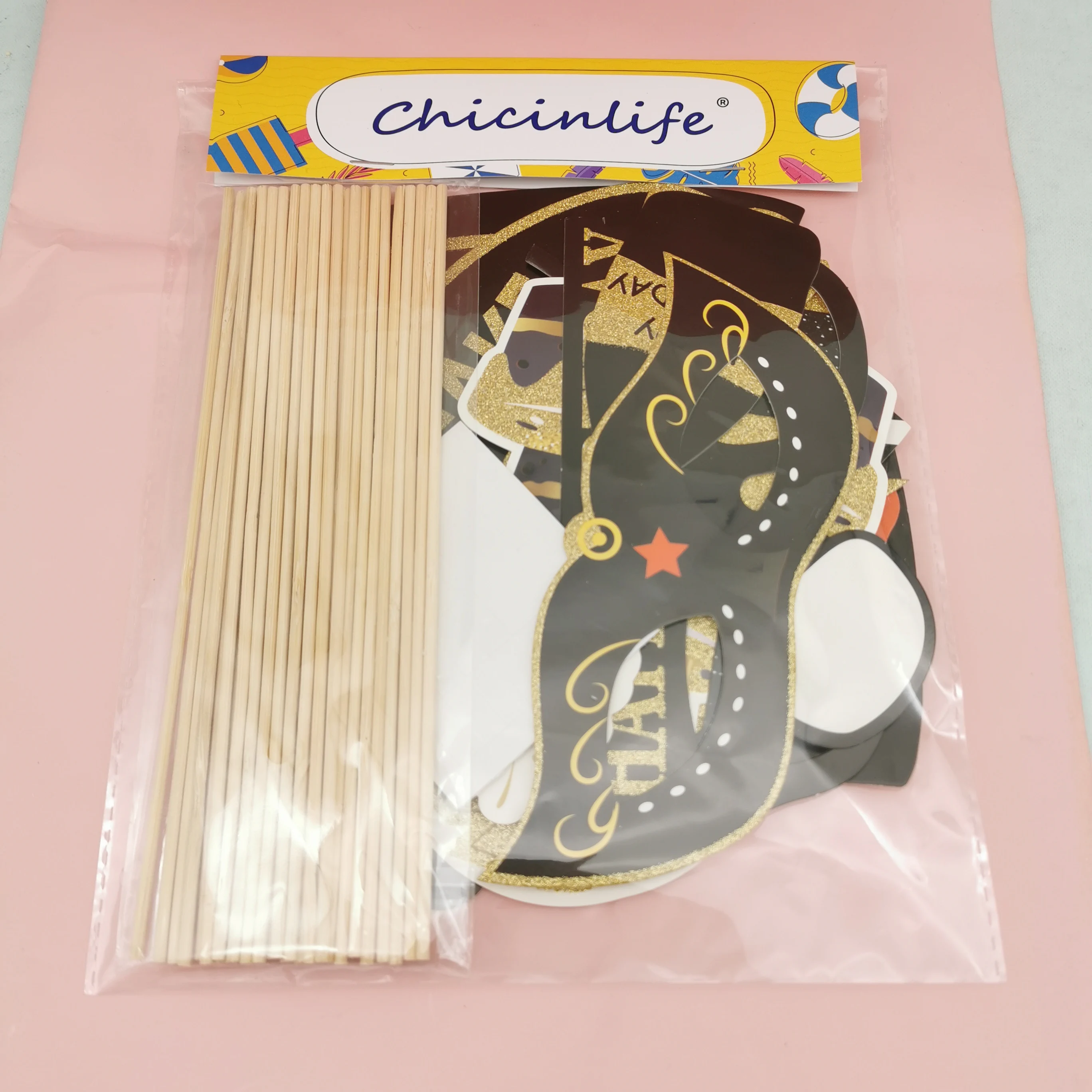 Chicinlife 21pcs Happy Birthday Paper Carnival Masks Photo booth props Birthday Anniversary Adult Party Decoration Supplies party photo props