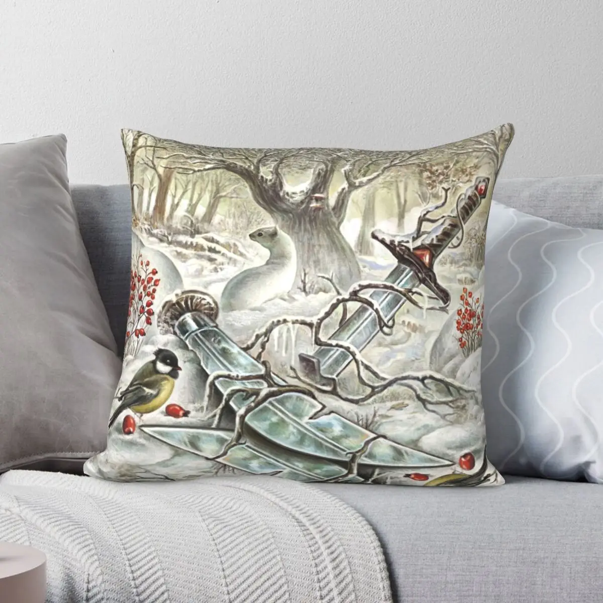 

WINTER Fairytale Season Square Pillowcase Polyester Linen Velvet Pattern Zip Decor Pillow Case Car Cushion Cover 18"