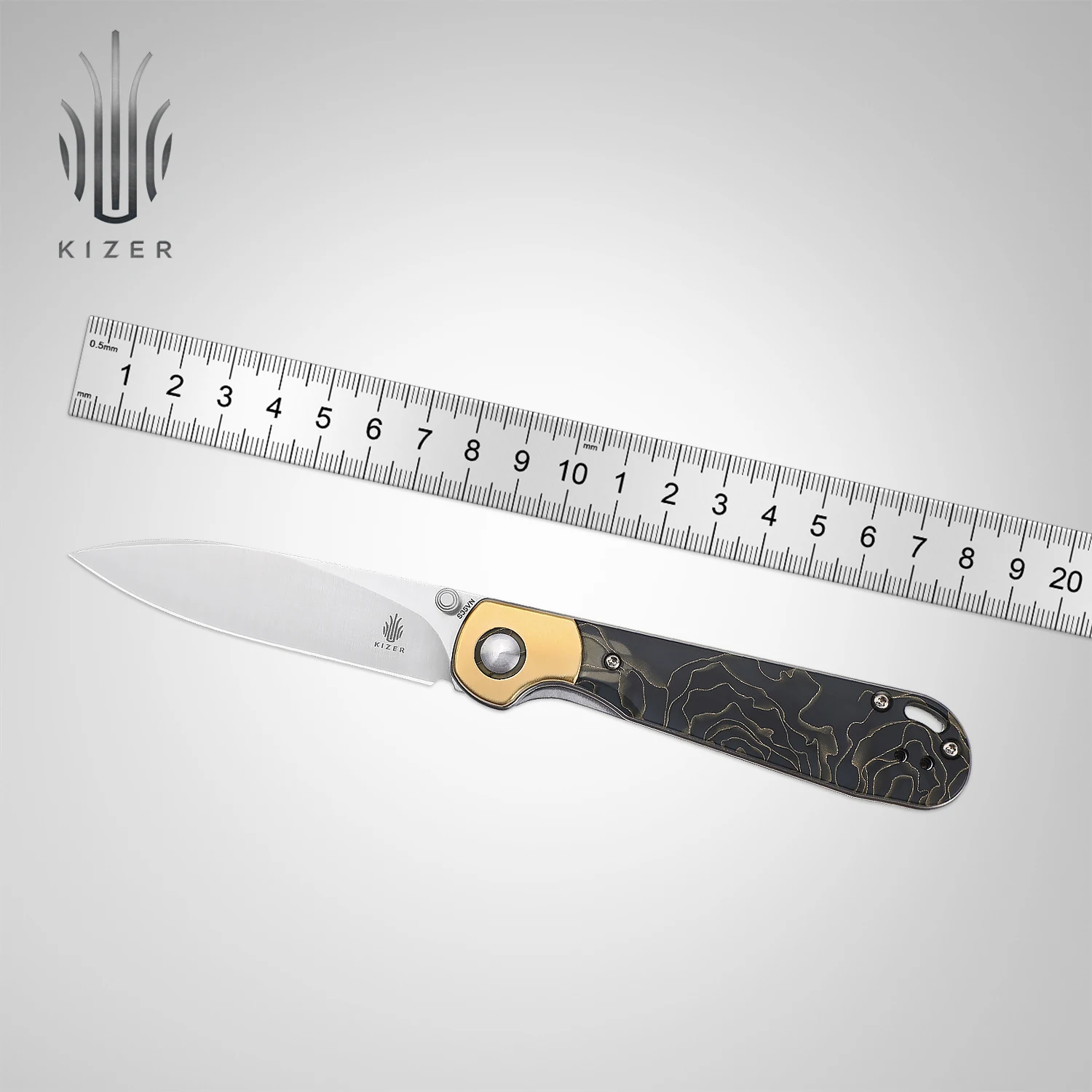 

Kizer Knife Pocket Ki3587A1 PPY 2022 New Brass+Raffir Handle with S35VN Steel Blade Outdoor Folding Knife