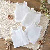 4Pcs Summer Children's Unisex Vest Top Baby Boys Girls Pure Solid Colors Sleeveless Casual sporty Tank Top Clothing For 1-2Y 1