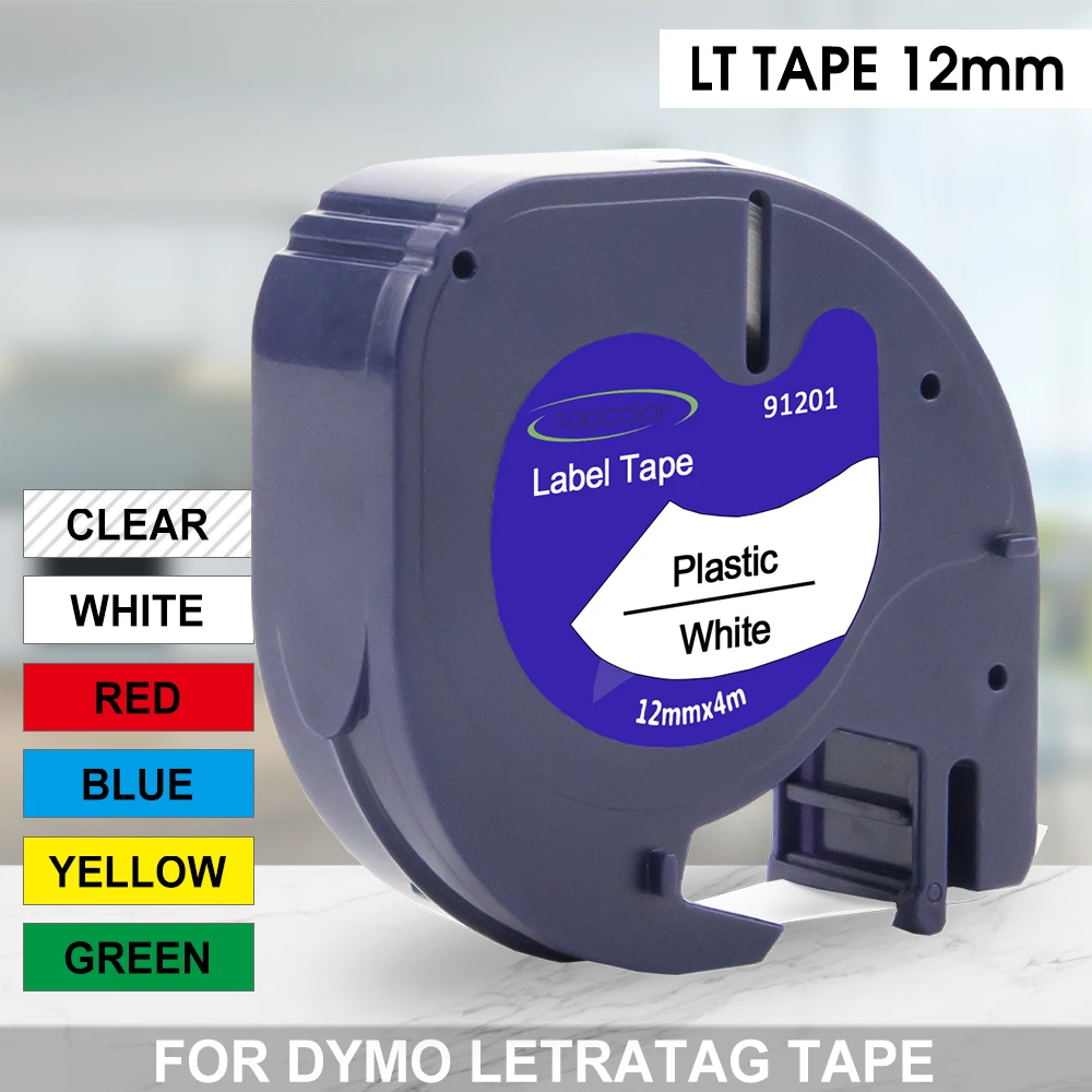 

12267 91201 91200 Compatible Dymo Letratag Tape 12mm Dymo 91201 for Dymo Labeling Machine Letratag Labeller LT-100H LT-110T QX50
