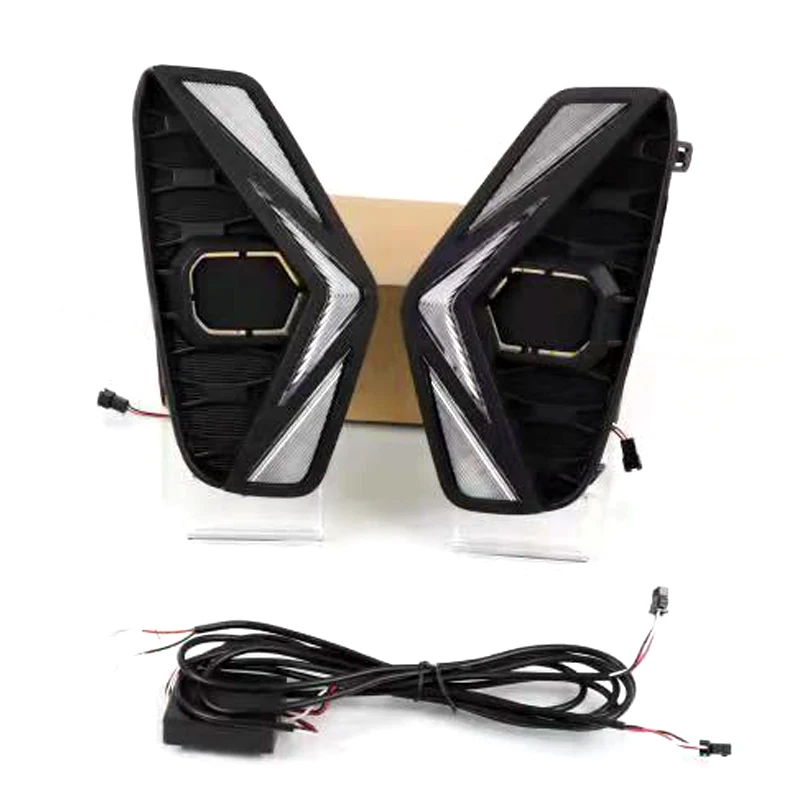 

For Nissan Navara Frontier NP300 2021 2022 1 Pair Car LED Front Daytime Running Lamp Auto Streamer DRL Turn Signal Fog Lights