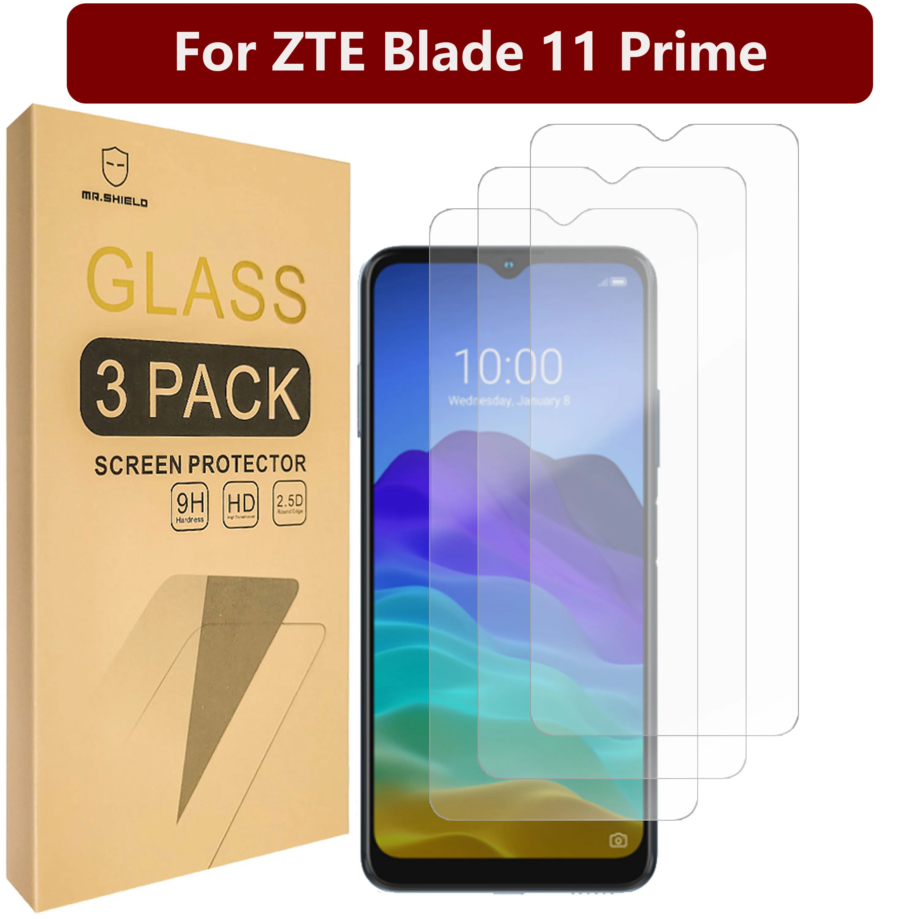 

Mr.Shield [3-Pack] Designed For ZTE Blade 11 Prime [Tempered Glass] [Japan Glass with 9H Hardness] Screen Protector