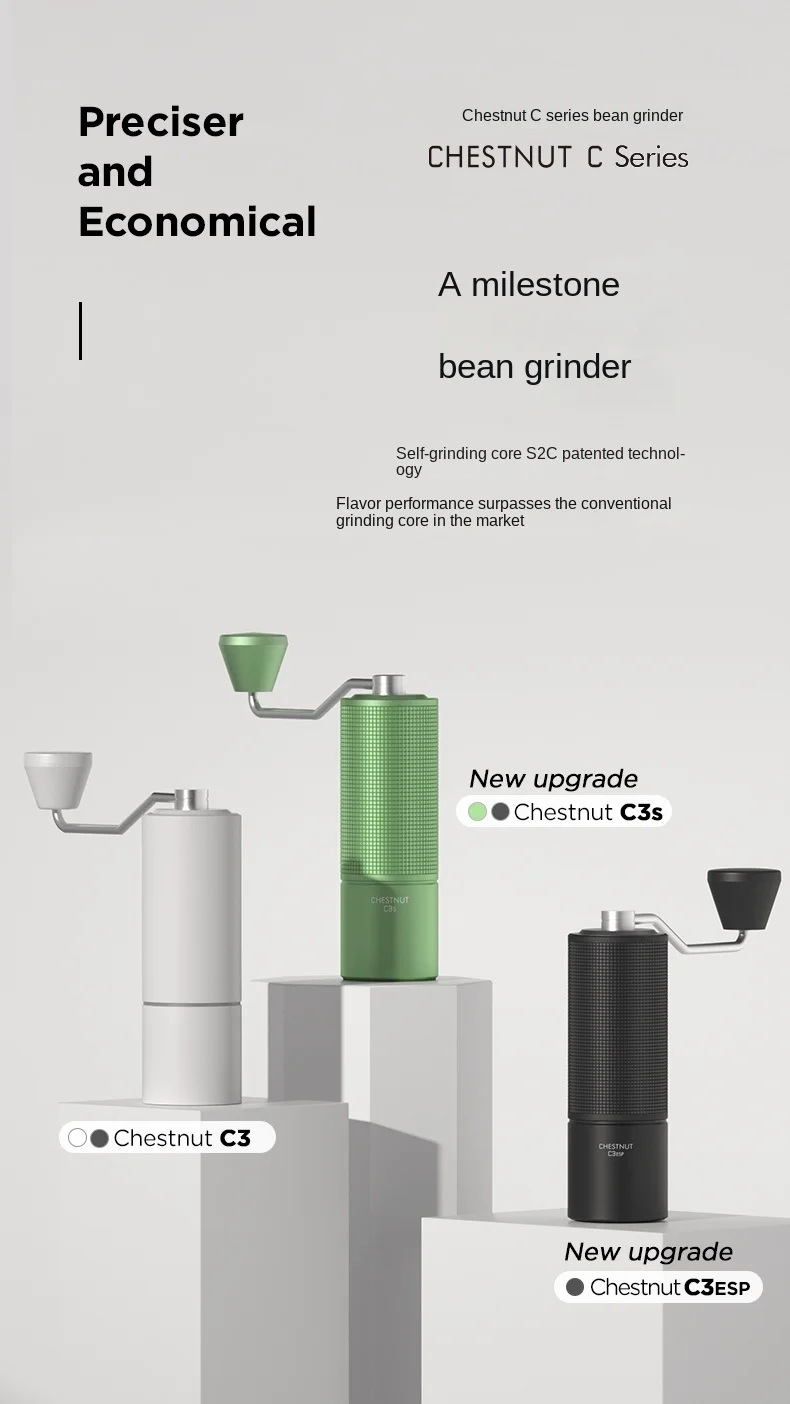 S5c228c865bca42079ee2f7c07f5379e5Y TIMEMORE Chestnut C2 C3 Manual Coffee Grinder S2C Burr Inside High Quality Portable Hand Grinder with Dual Bearing Positioning