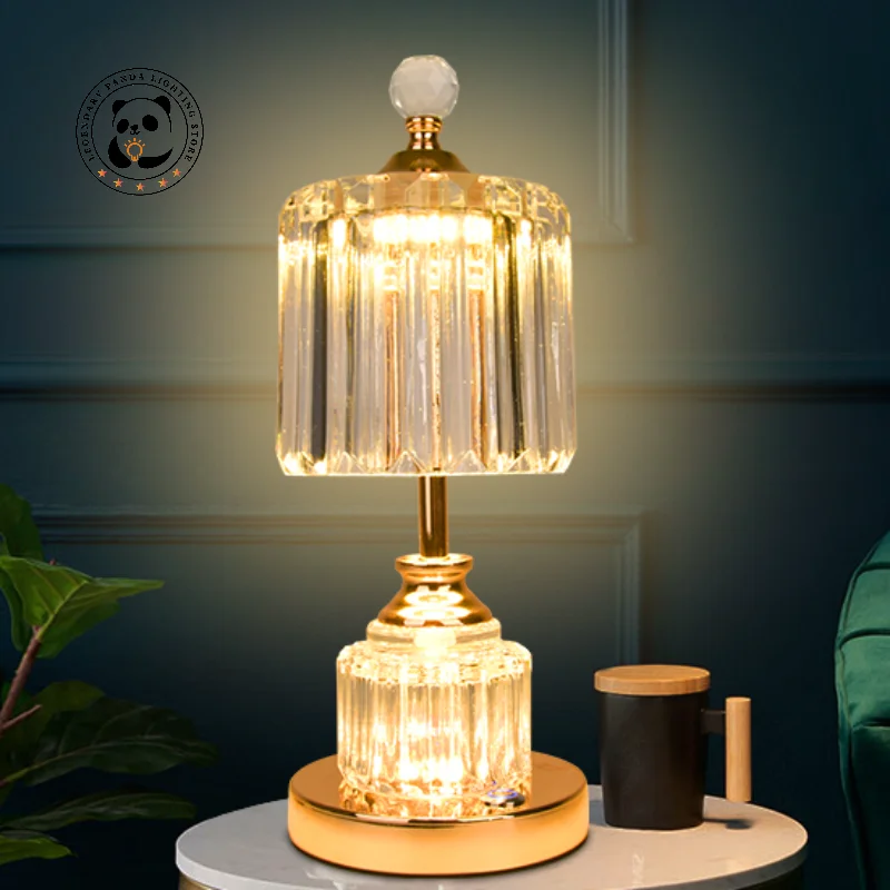 

French Minimalist Crystal Table Lamps LED E27 Creative Glass Art Lampshade Study Home Decoration Warm Bedside Bedroom Desk Light