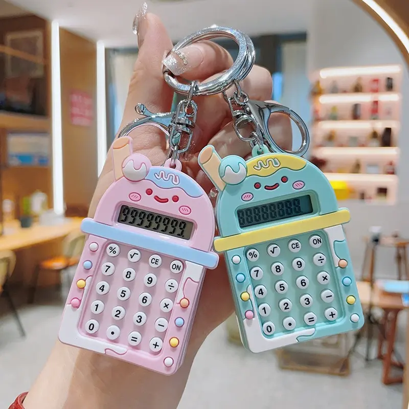 Calculator Keychain 1pc Calculator Keychain Mini Portable Calculator Creative Cute Keychain 8-Digit Display Pocket