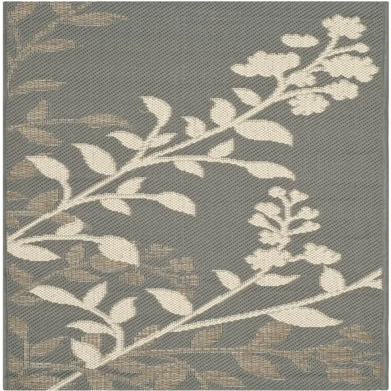 

Abraham Floral Indoor/Outdoor Area Rug, Anthracite/Beige, 2'7" x 5'