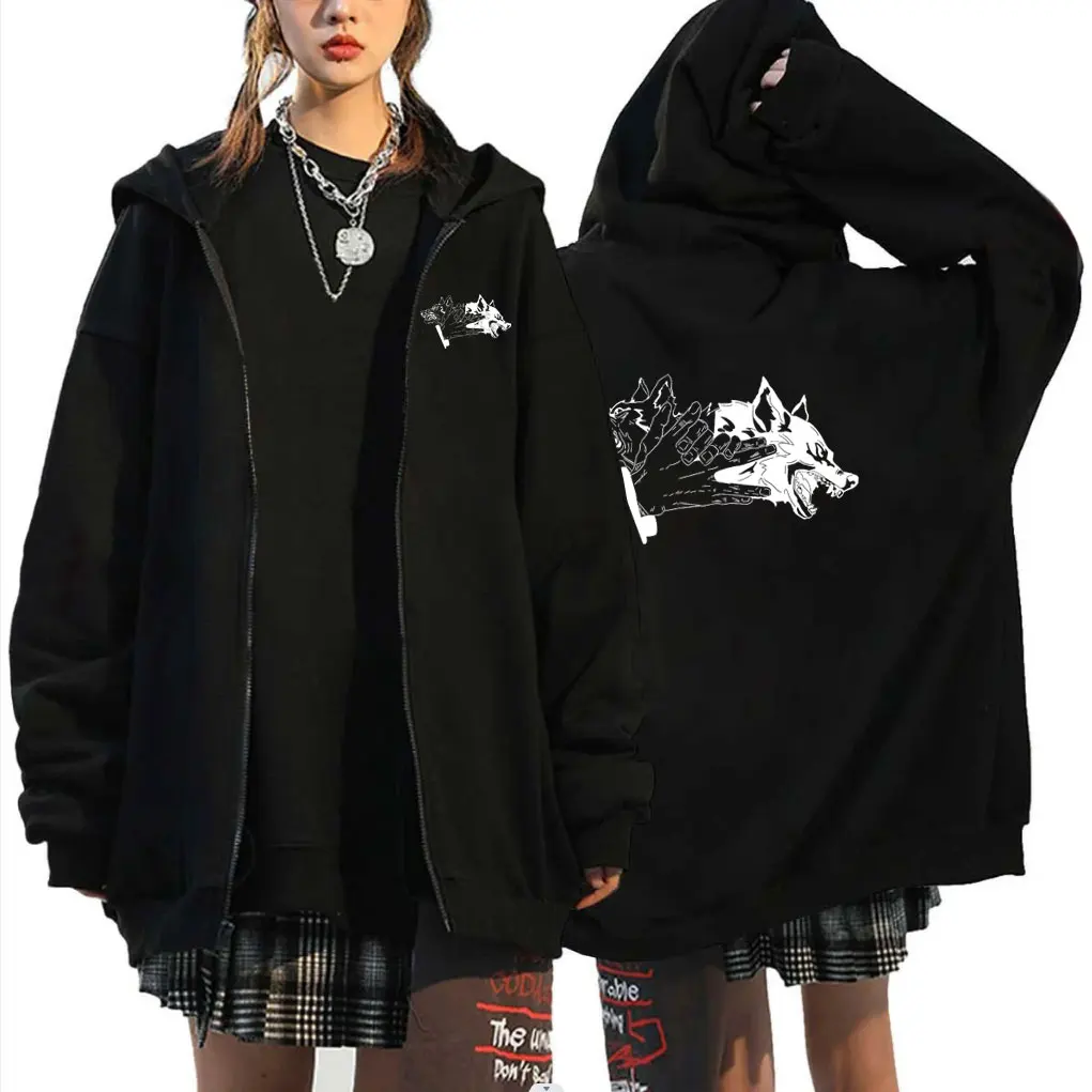 

Best Hot Anime Jujutsu Kaisen Fushiguro Megumi Summon Divine Dogs Print Zip Up Hoodie Unisex Manga Oversized Zipper Sweatshirt