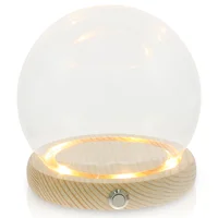 Glowing Wooden Base Eternal Flower Glass Dome Display Case Transparent Dustproof Cover Home Decor Vases Fine Workmanship 1