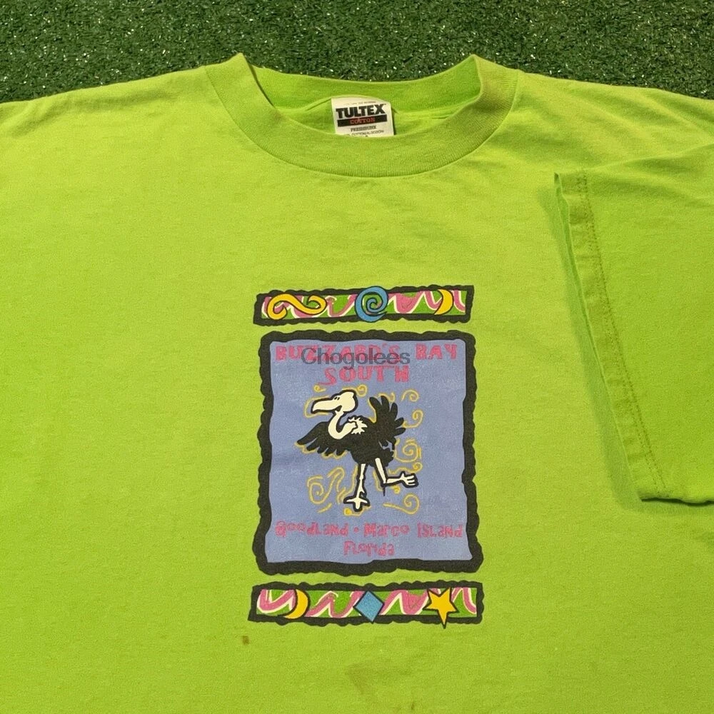 BuzzardsBayTShirtMens2XLAdultGreenVintage90sMarcoIsland