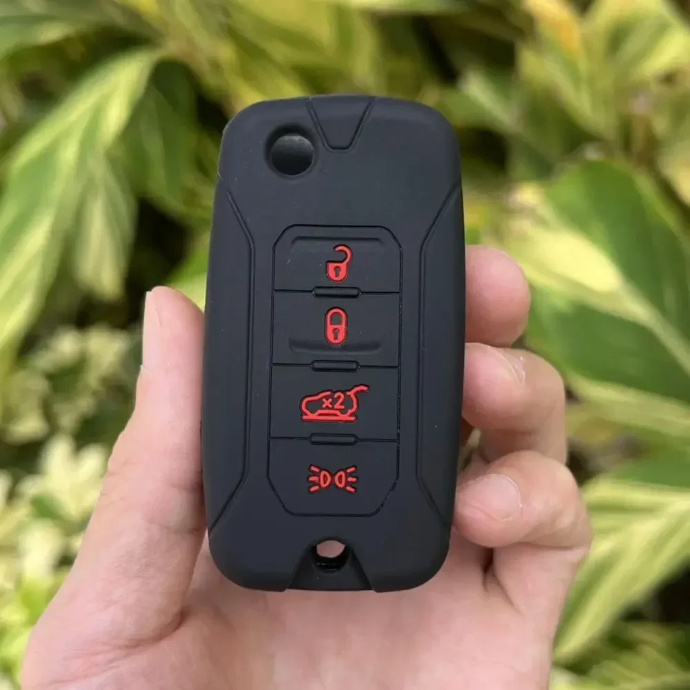 Key Case Cover Key Case Remote Control Case Cover Flip Key Fob Shell Car Key Shell ZAD Silicone Rubber Car Key Case Cover FOB for Jeep Renegade Hard Steel Flip Folding Remote 4button Keyless