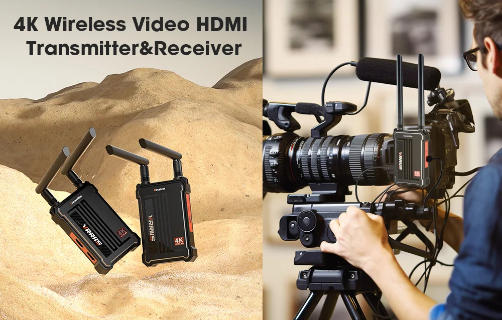Wireless 4K HDMI Transmitter and Receiver Dual HDMI Output Wireless Extender kit