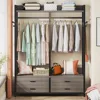 Freestanding Closet Organizer for Hanging Clothes, Heavy Duty Garment Rack with 4 Drawers, 8 Hooks and Storage Shelves, Wardrob 3