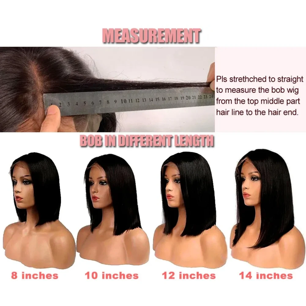 13x4 HD Short Bob Lace Front Wigs Brazilian 4x4/5x5 Straight For Women Transparent Pre Plucked Bone Human Hair Bob Wig