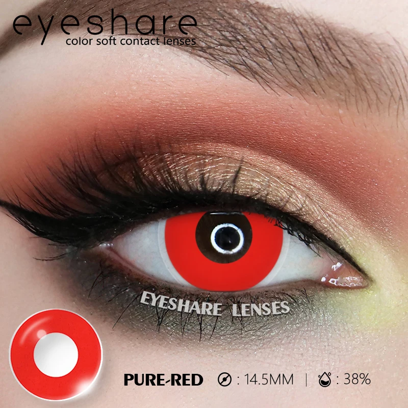 EYESHARE 1 Paar Cosplay-Farbkontakte für Augen, Anime, weiße Linsen, hochwertige weiche rote Linse, schwarze Augenlinse, Schönheits-Make-up, jährlich – Detail 9