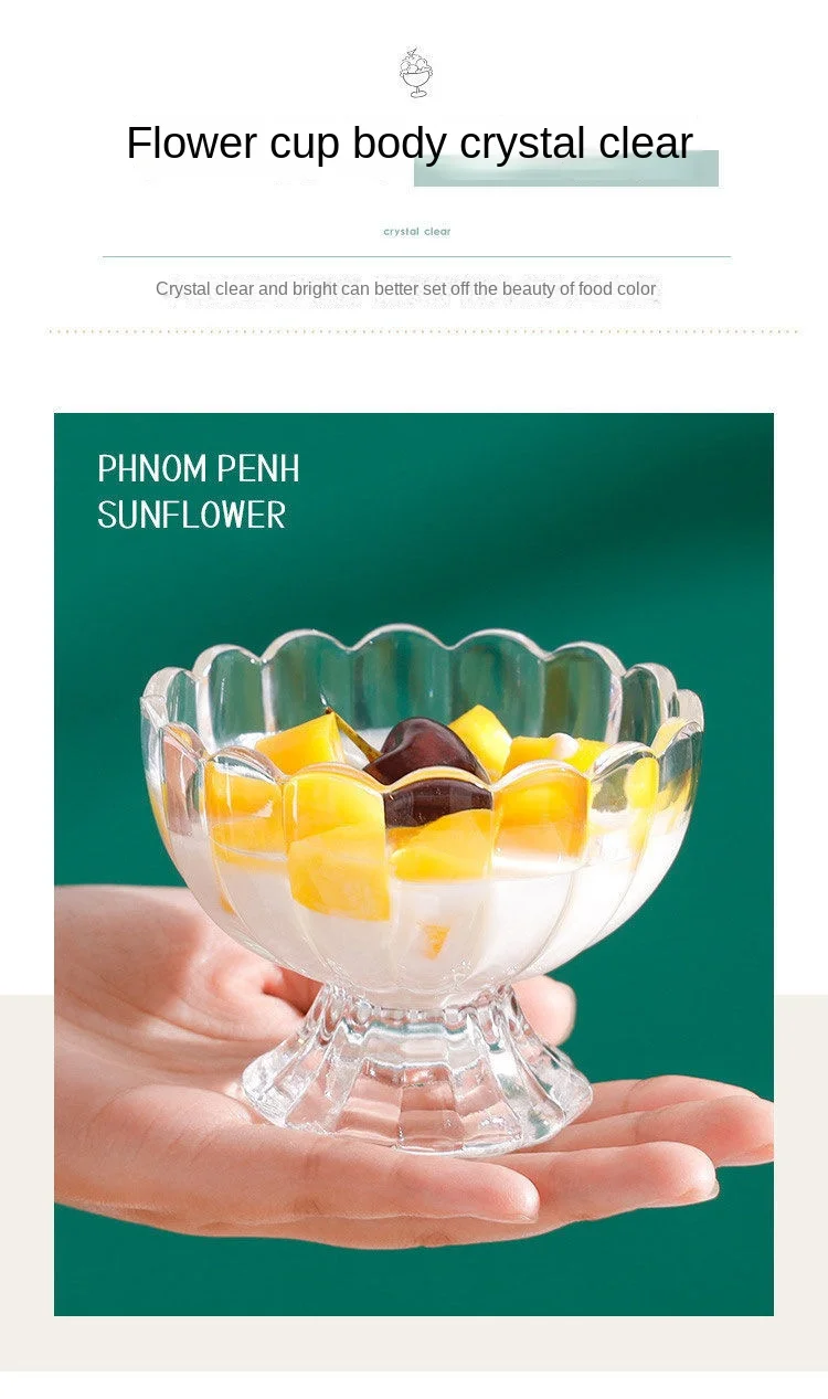 Description Picture 3 of itemGlass Ice Cream Cup Bowl Multi-Use for Smoothies Dessert Juice Parfait Cold Drink Stylish Kitchenware