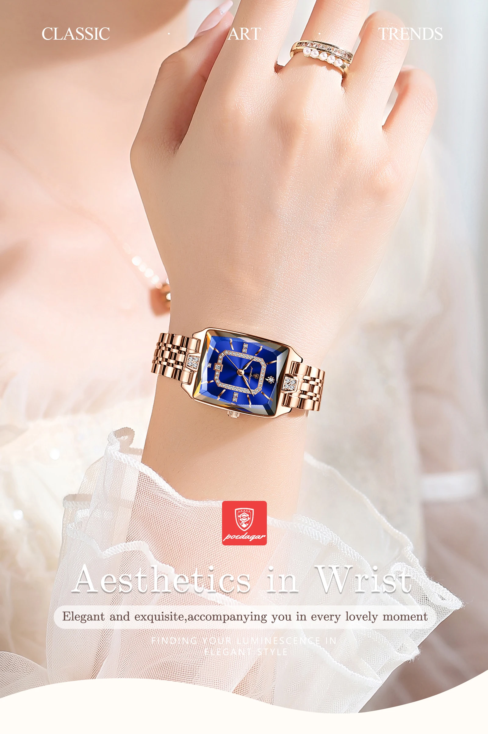 POEDAGAR Luxury Casual Ladies Watch Stainless Steel Waterproof Date Fashion Woman Wristwatch High Quality Quartz Women's Watches