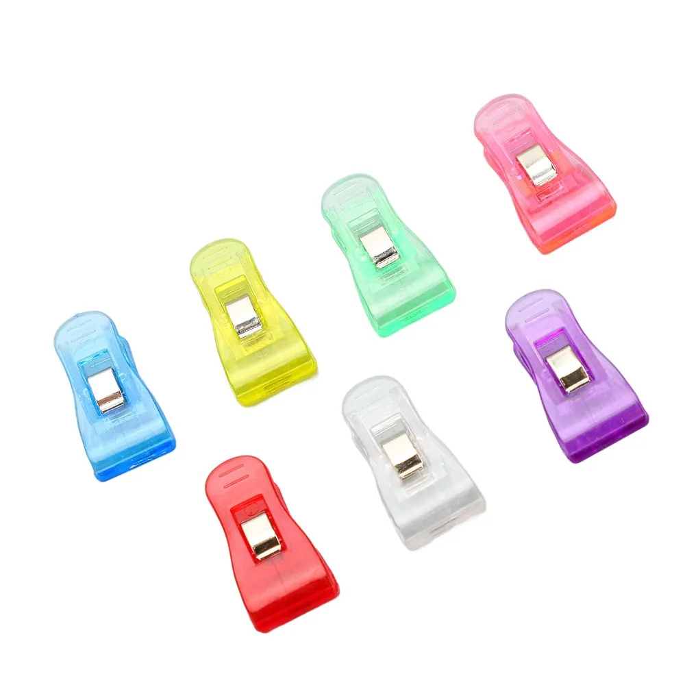 100 Pcs 플라스틱 플라스틱 클립 투명 다채로운 다목적 다채로운 투명 플라스틱 클립 3.6*1.8cm 소형 크기