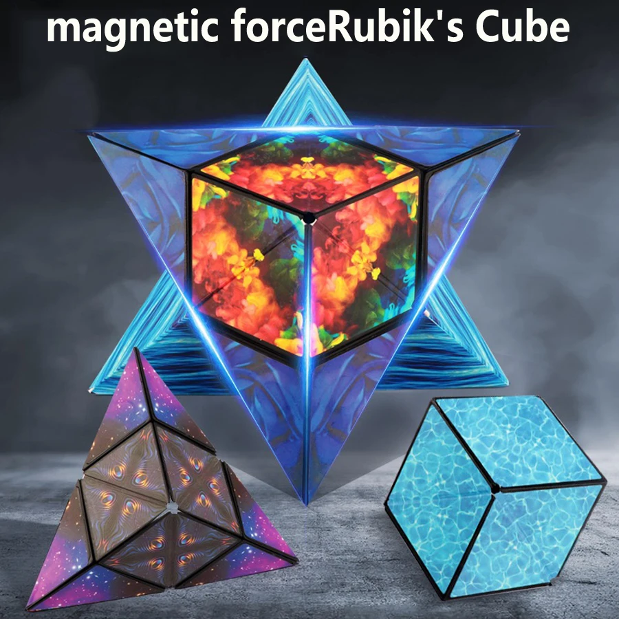 Funny 3D Geometric Changeable Magnetic Magic Cube Anti Stress Hand Flip Puzzle Cube Creative Kids Adults Anxiety Fidget Toys