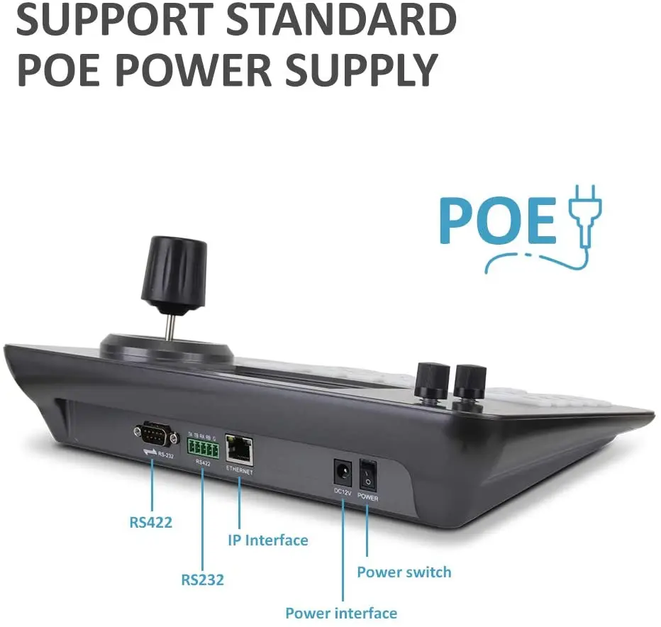 4D Joystick Network PTZ Controller Support POE ONVIF PTZ Cameras IP Keyboard