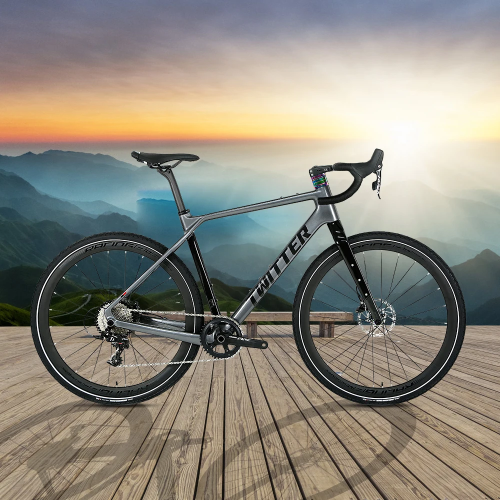 2023 Twitter New Carbon Fiber Gravel Bike Bicycle Apex 11S Freno A Disco Idraulico 700 X40C Tire Off-Road Bikes For Men