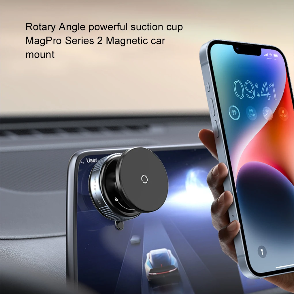 Portable Car Phone Holder Mechanical Vacuum Suction Cup Rotating Magnetic Adsorption Bracket For Kitchen Car Navigation Stand