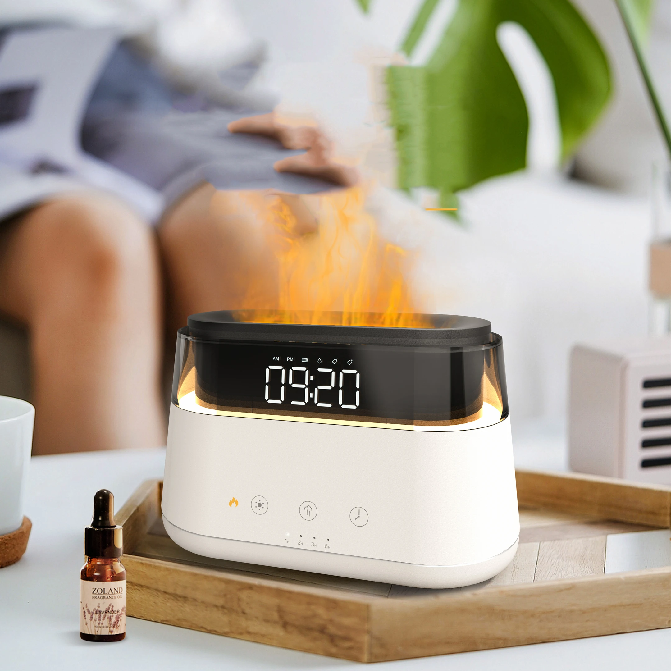 New alarm clock aromatherapy machine Flame Humidifier Cool Mist Maker Air Purifier Home Car Air Freshener Perfume Essential Oil