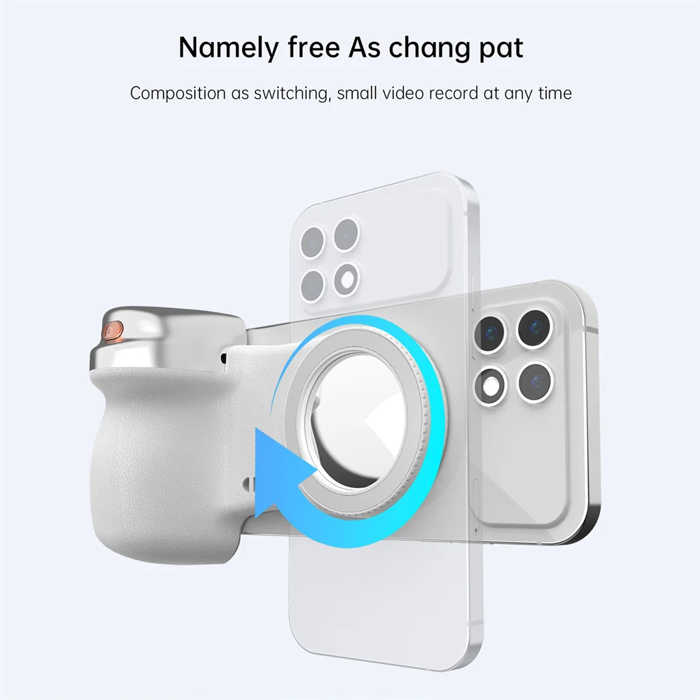 360 Rotation Magnetic Camera Grip With Fill Light For MagSafe IPhone Shutter Bluetooth Remote Control Selfie Handle_voghion.com