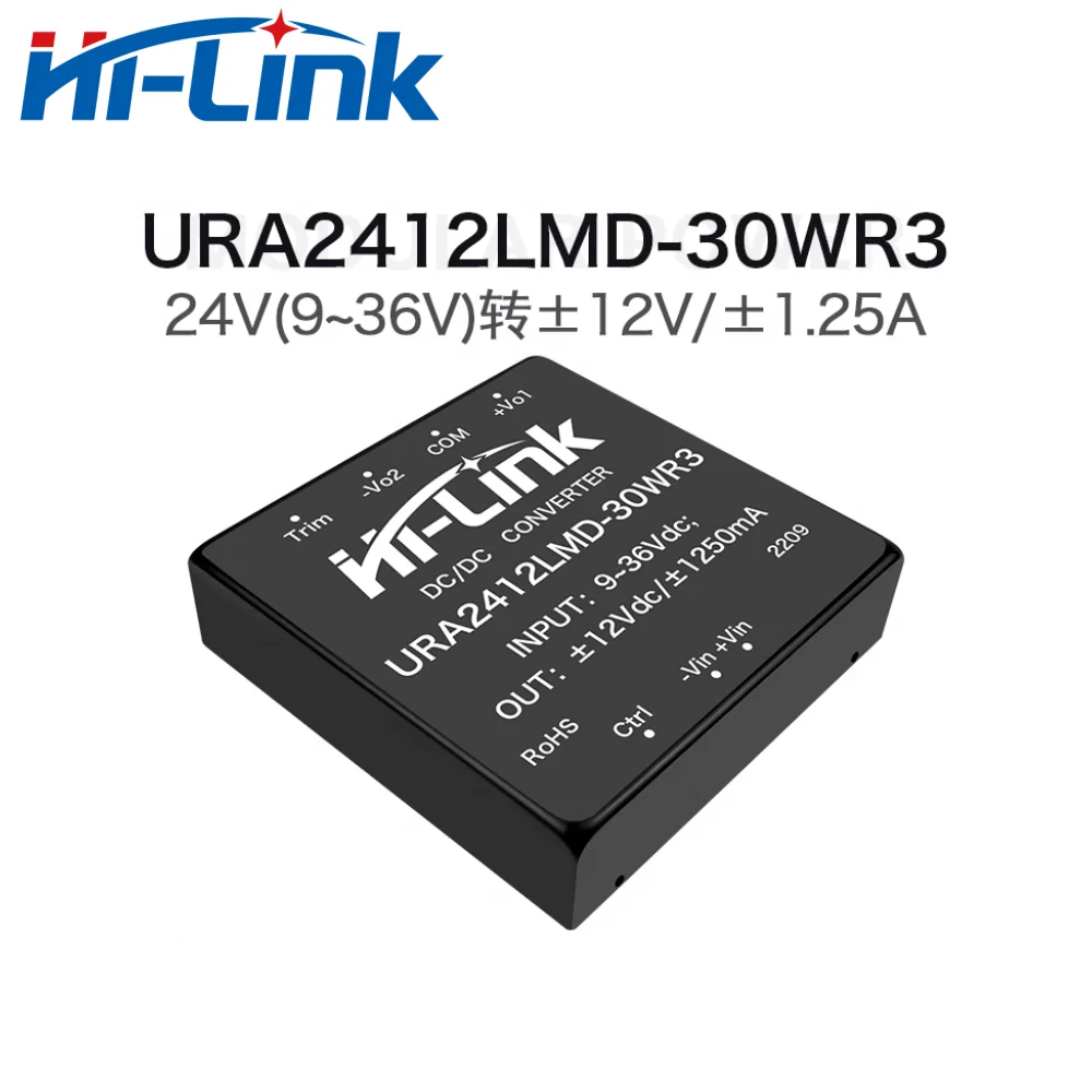 Hi-Link 24V to 12V 15V Dual Output 30W DC DC Power Supply Module URA2412LMD-30WR3 Mini Isolated Power Coverter