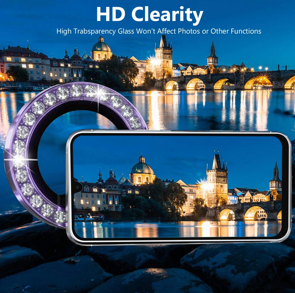 Luxury Diamond Camera Protector - Premium Tempered Glass Lens Cover