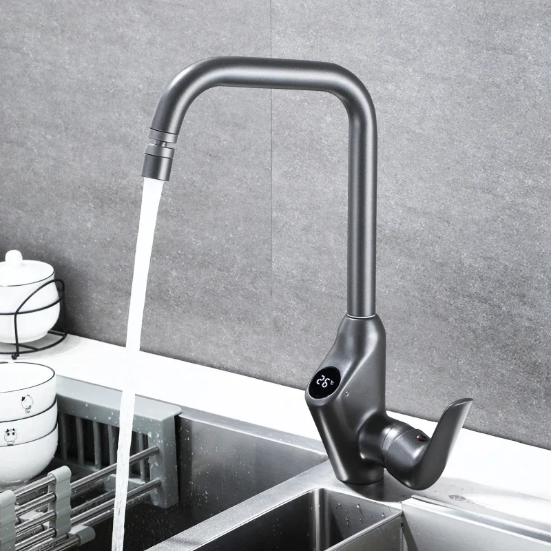 ก๊อกน้ําห้องครัวสมาร์ทจอแสดงผลดิจิตอลห้องครัวดึงออกก๊อกน้ํามัลติฟังก์ชั่นดึงออกอ่างล้างจานก๊อกน้ําห้องครัว 1