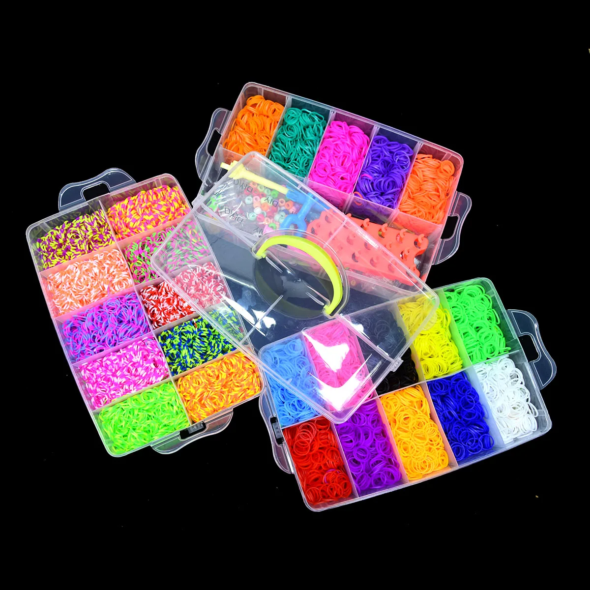 600/1500 Colored Rubber Band Bracelet Making Kit Rubber Band Filling Kit  Children Bracelet Knitting Kit