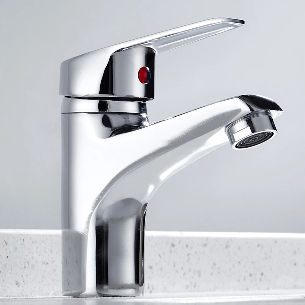 Single Lever Mixer Faucet Metal Electroplating Sink Taps Hot Cold Water Sink Mixer Tap Modern Basin Sink Faucet Durable Sink Tap