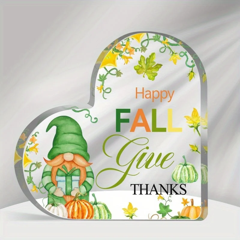 1pc Thanksgiving Day Happy Fall Autumn Maple Leaf Pumpkin Vine Acrylic Party Exhibition Supplies Room Desk Signs Plaques Decor